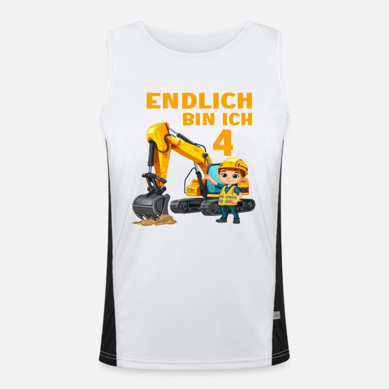Baggerfahrer Bagger 4 Geburtstag Baggern 4 Jahre Funktionelles Kontrast-Tank Top für Männer 