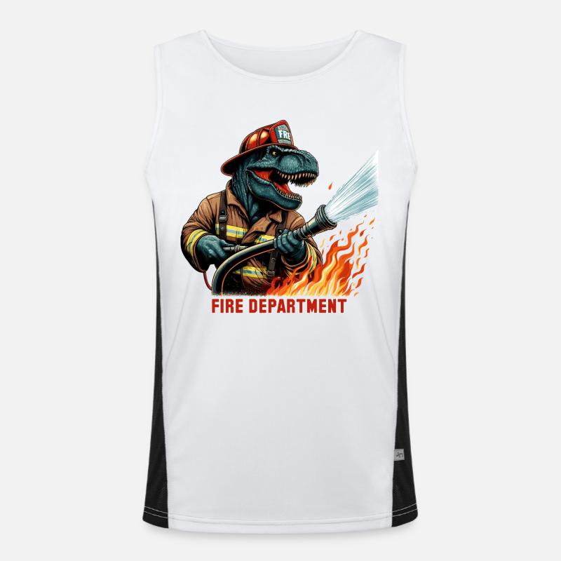 Fire Brigade T-Rex Gift - Men's Functional Contrast Tank Top - white/black