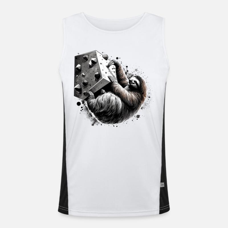 Bouldering Sloth Gift - Men's Functional Contrast Tank Top  - white/black