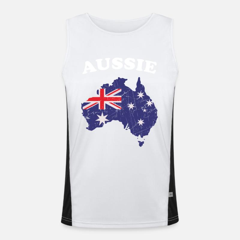 Aussie Australischer nationalfeiertag Funktionelles Kontrast-Tank Top für Männer 
