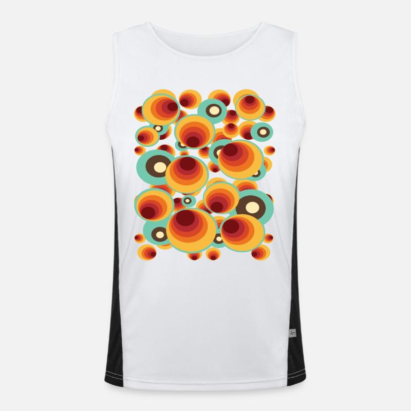 Retro Polka Dots Circle Pattern - Men's Functional Contrast Tank Top  - white/black