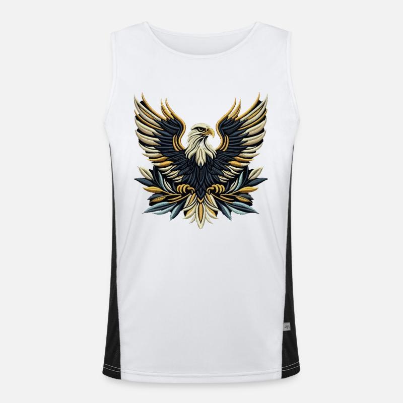 Regal Eagle Wings Embroidered Tee Men's Functional Contrast Tank Top 