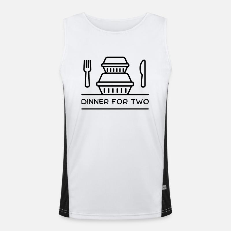 Dinner for two – takeaway boxes, fork, knife. Men's Functional Contrast Tank Top 