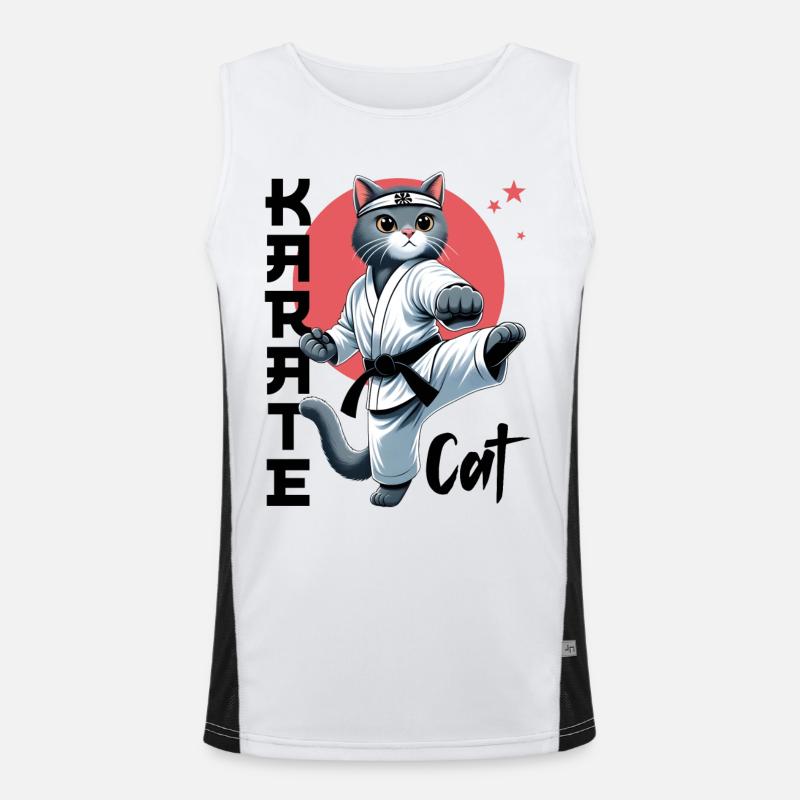 Karate Cat – Funny Cat Martial Arts Design Men's Functional Contrast Tank Top 