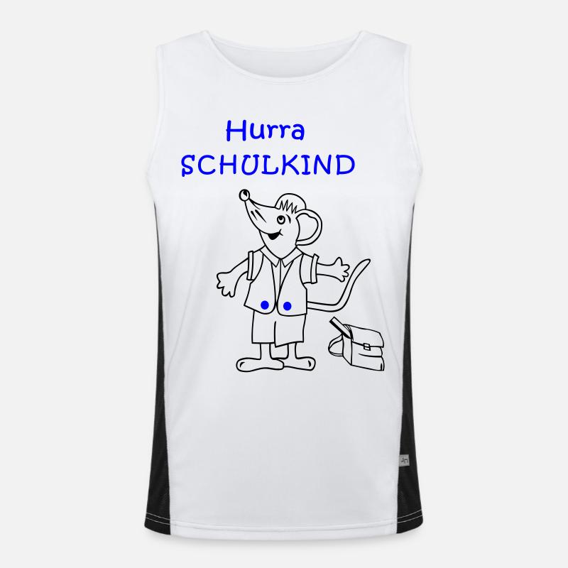 Hurra Schulkind Einschulung Funktionelles Kontrast-Tank Top für Männer 