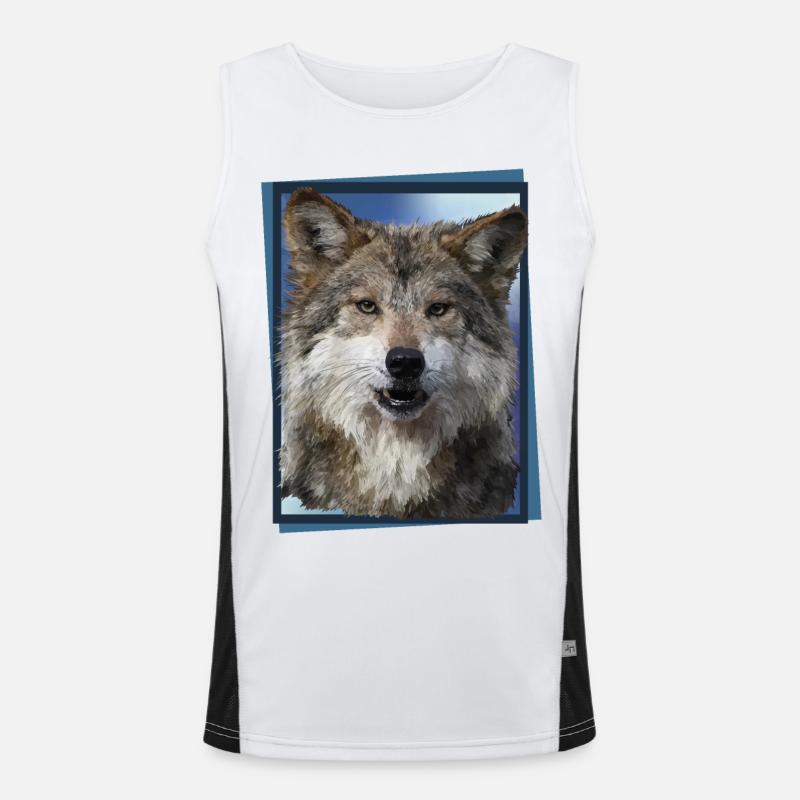 Wolf Funktionelles Kontrast-Tank Top für Männer 