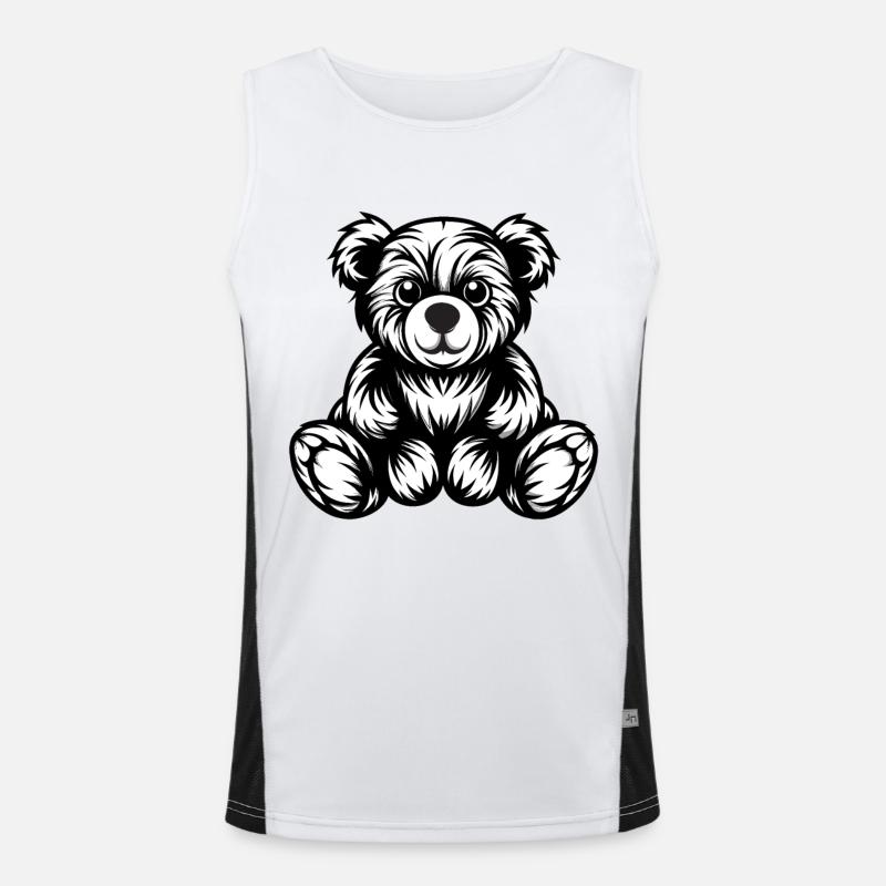 Mignon Monochrome Teddy Bear Design Débardeur respirant contrasté Homme 