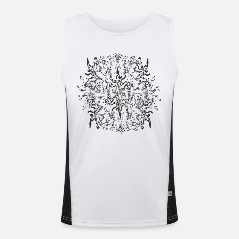 Abstract Black Mandala Pattern - Men's Functional Contrast Tank Top  - white/black