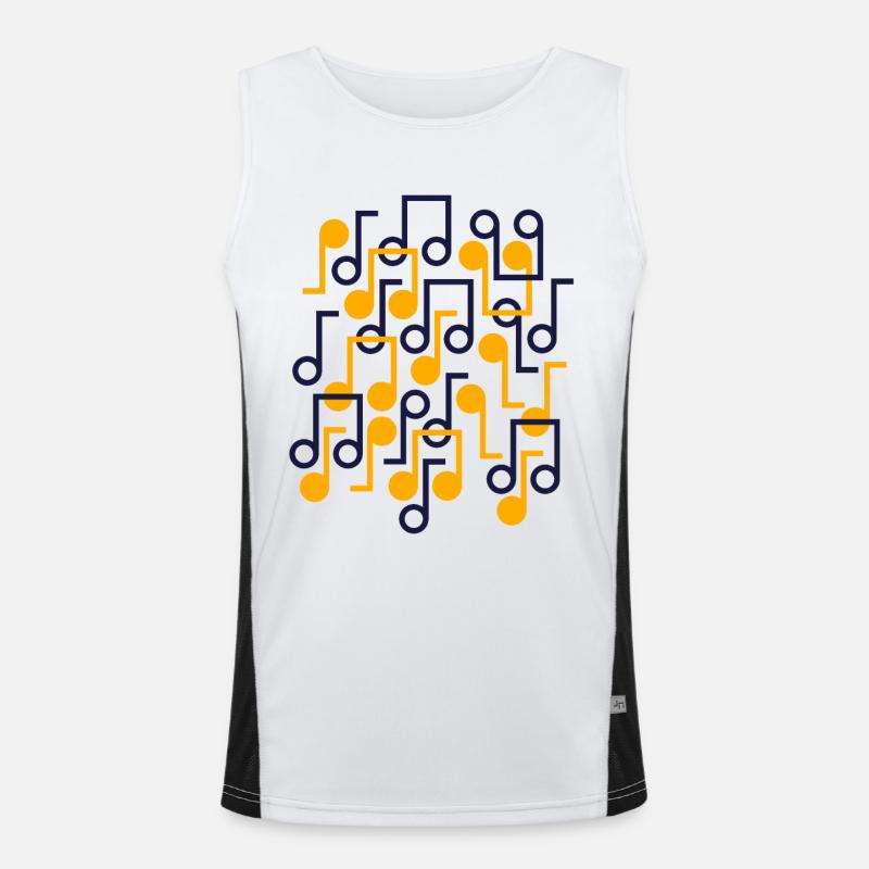 Music Notes Retro Style Pattern - Men's Functional Contrast Tank Top  - white/black