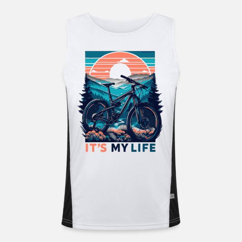 VTT coucher de soleil aventure design Débardeur respirant contrasté Homme 