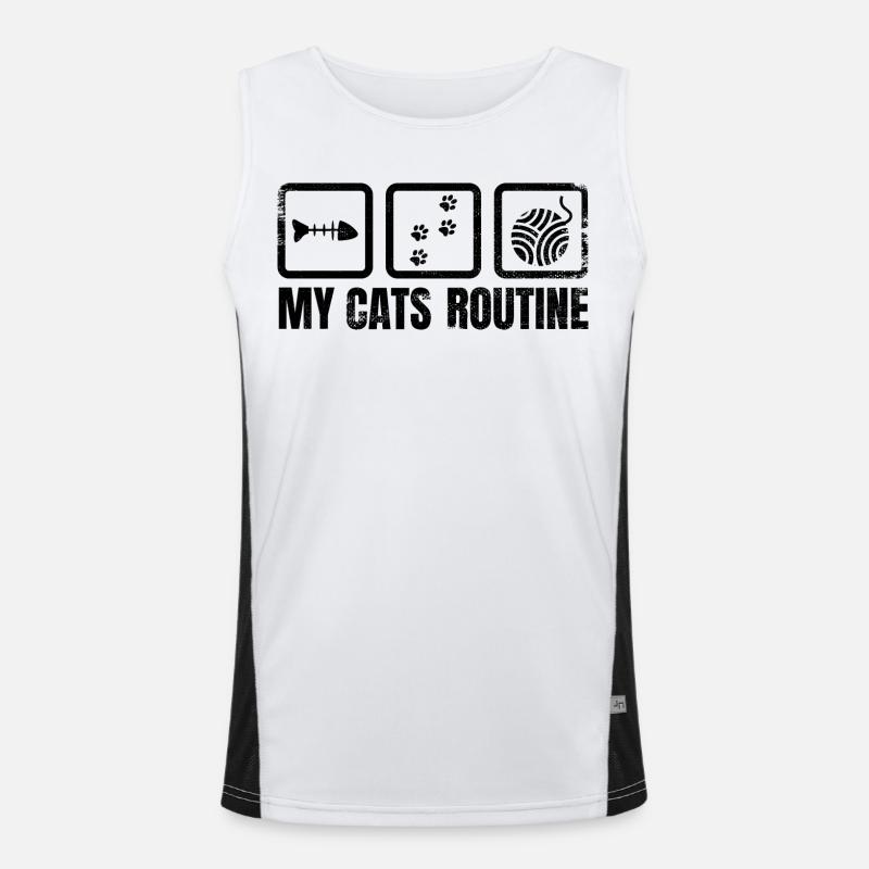 Cat Daily Routine Men's Functional Contrast Tank Top 
