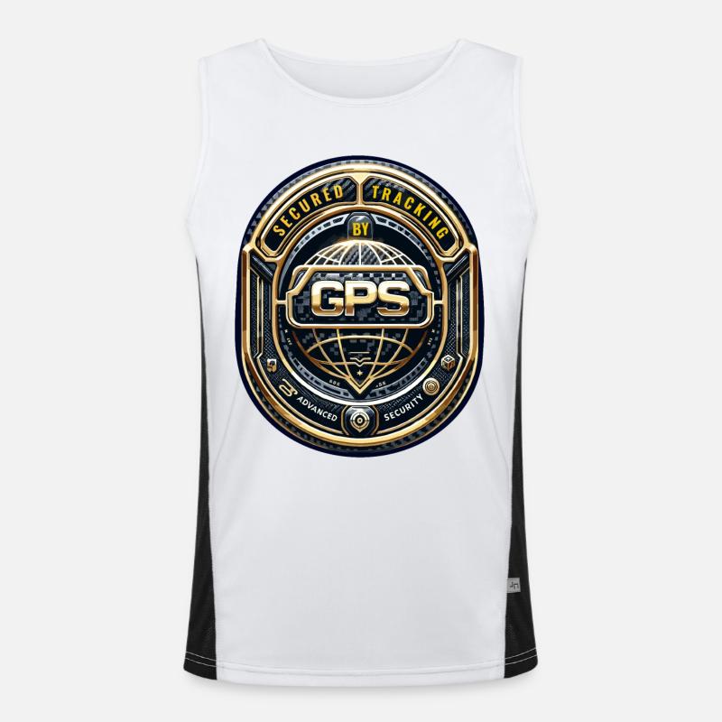 GPS Tracking Warning Stickers Men's Functional Contrast Tank Top 