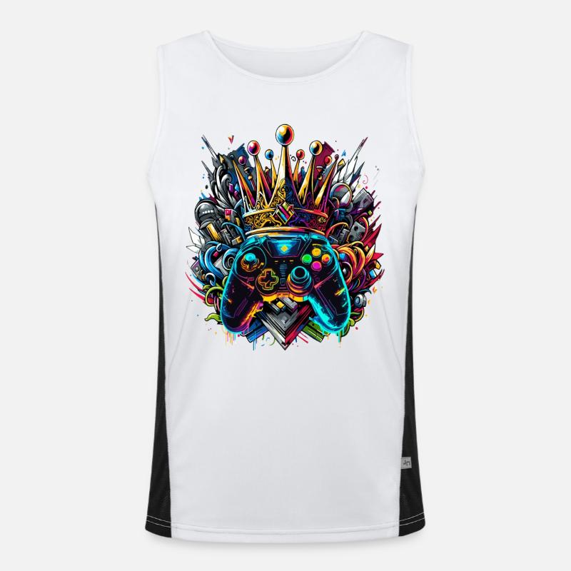 Königlicher Graffiti Gaming Controller Funktionelles Kontrast-Tank Top für Männer 