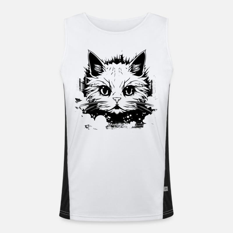 Katze Anime Funktionelles Kontrast-Tank Top für Männer 