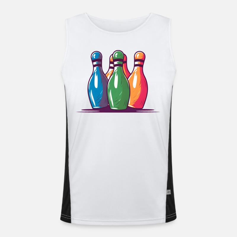Bowling Pins Comic Stil Funktionelles Kontrast-Tank Top für Männer 