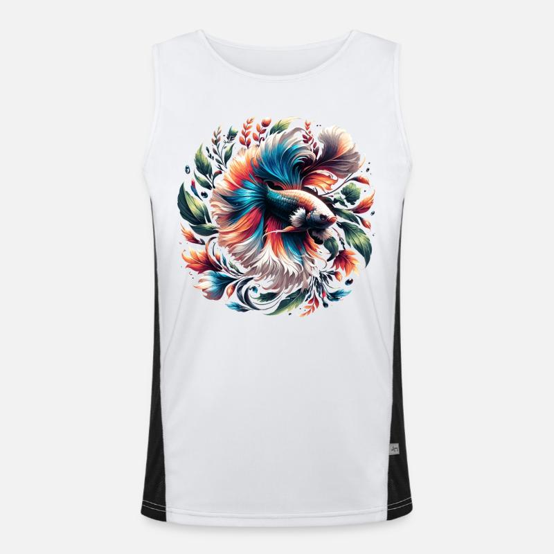Siamese betta, Betta splendens, Bettafan Men's Functional Contrast Tank Top 