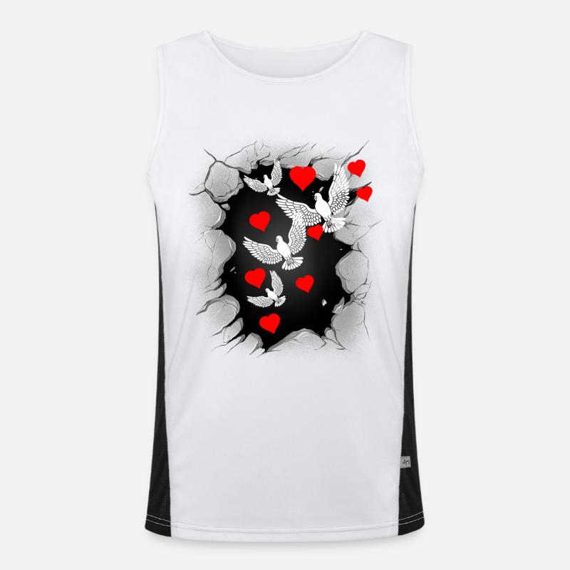 Friedenstaube Frieden Herz Weltfrieden Peace Funktionelles Kontrast-Tank Top für Männer 