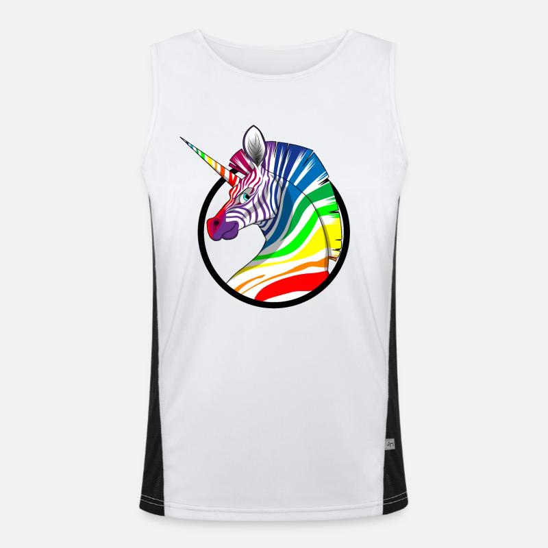 Regenbogen Einhorn Zebra Funktionelles Kontrast-Tank Top für Männer 