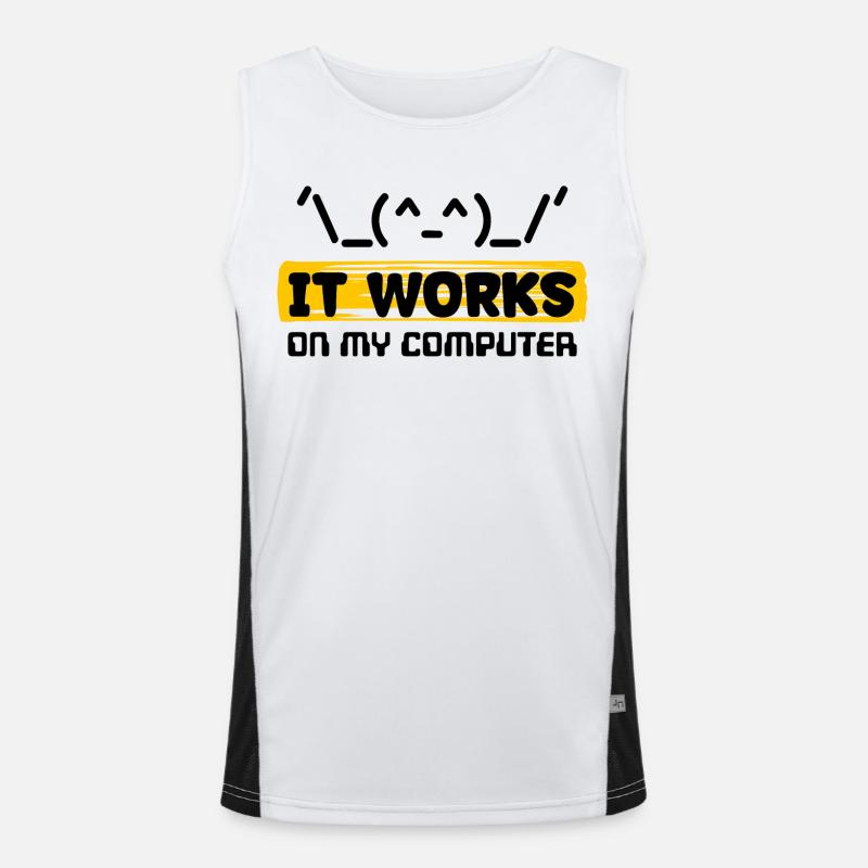 Coden Skripting Computerfreak Developer Statement - Funktionelles Kontrast-Tank Top für Männer  - Weiß/Schwarz