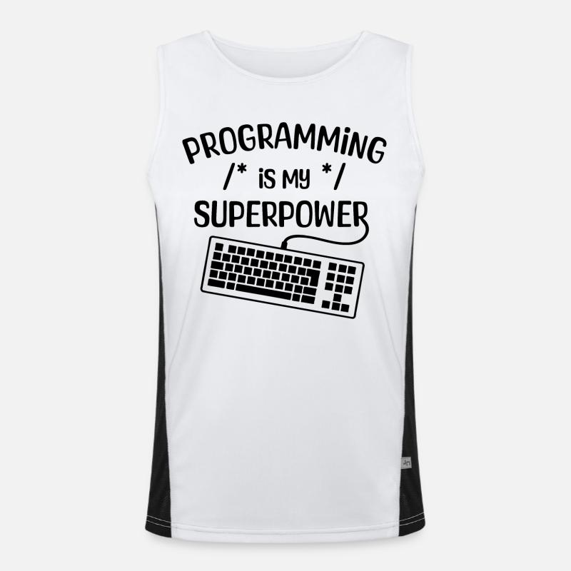 Computer Freak Statement Developer Programmer - Men's Functional Contrast Tank Top  - white/black