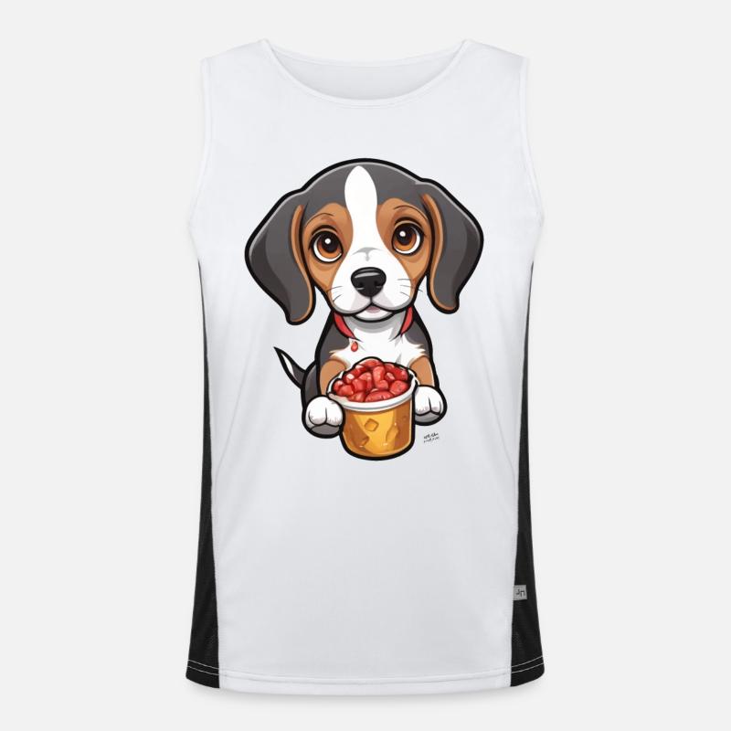 Tiny Beagle Pup - Men's Functional Contrast Tank Top  - white/black