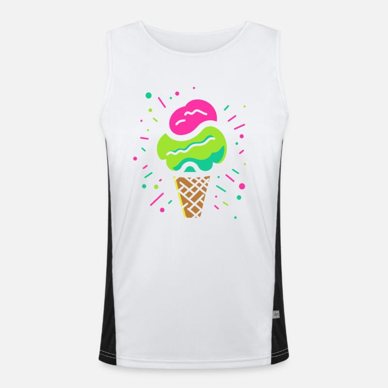 Ice cream cone comic look - Men's Functional Contrast Tank Top  - white/black