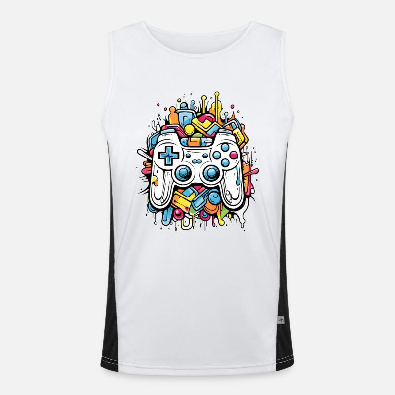 Game Controllers - Men's Functional Contrast Tank Top  - white/black