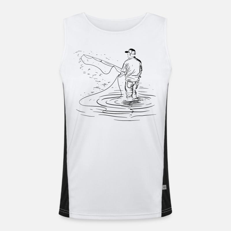 Angeln Zeichnung Funktionelles Kontrast-Tank Top für Männer 