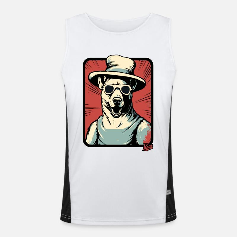 Cooler Hund mit großem Hut Funktionelles Kontrast-Tank Top für Männer 