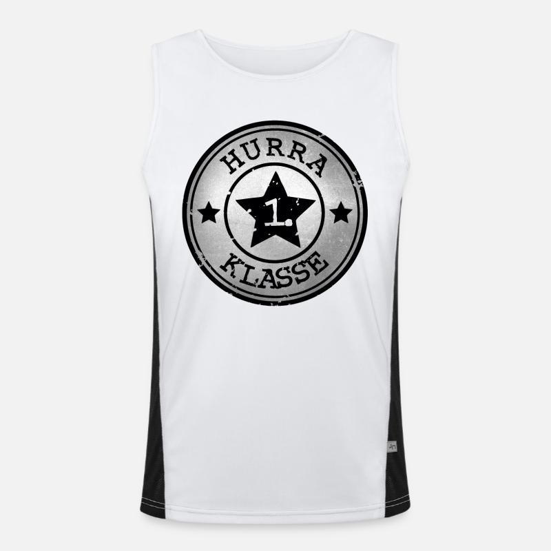 Hooray 1st Class - Star Emblem - Silver Black Men's Functional Contrast Tank Top 