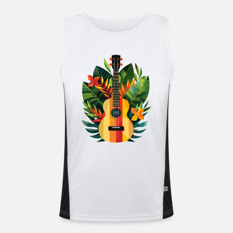 Ukulele Comic Look - Men's Functional Contrast Tank Top  - white/black