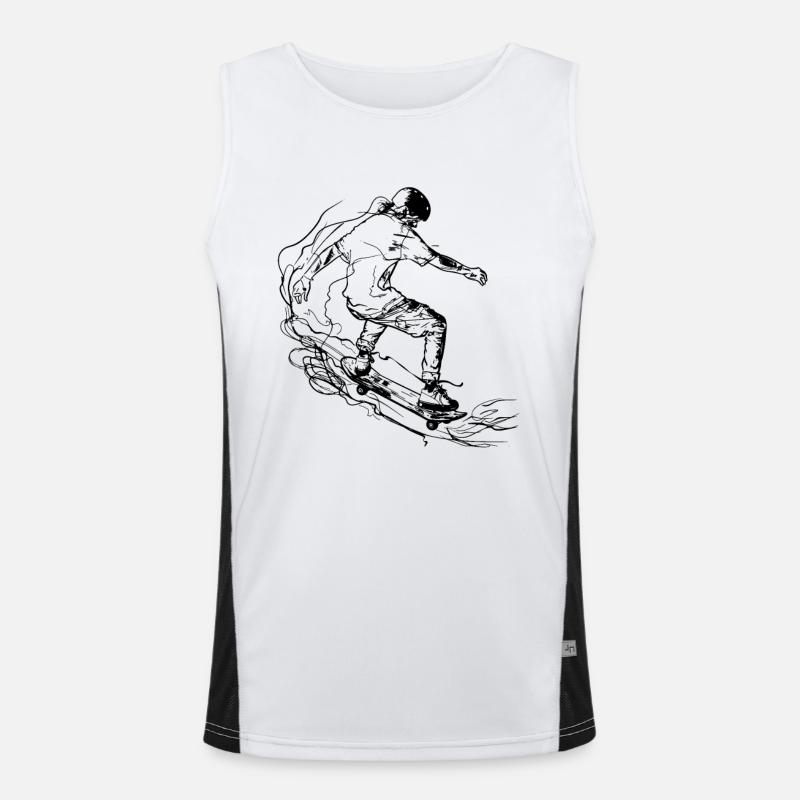 Skater Drawing Men's Functional Contrast Tank Top 