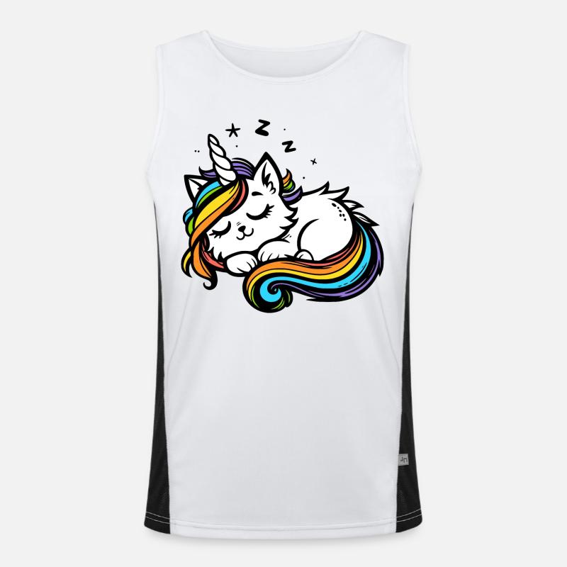Schlafende Einhornkatze (bunt) Funktionelles Kontrast-Tank Top für Männer 