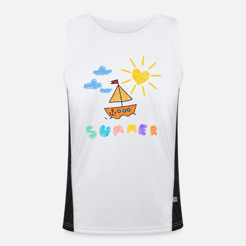 Sommerboot Kinderkunst Stil Funktionelles Kontrast-Tank Top für Männer 