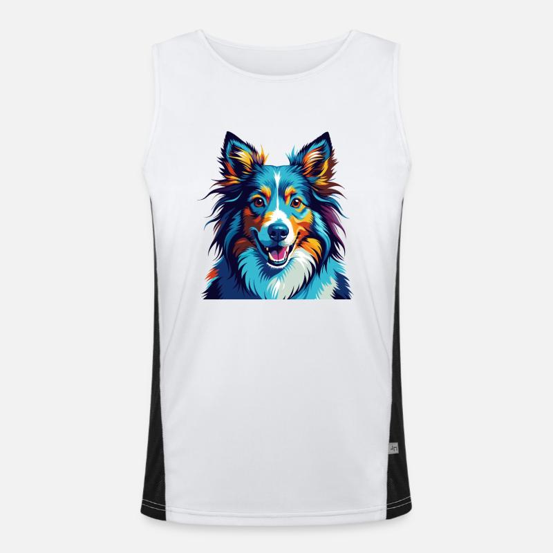 Sheltie Hunderasse Bunte Karikatur Kawaii Funktionelles Kontrast-Tank Top für Männer 