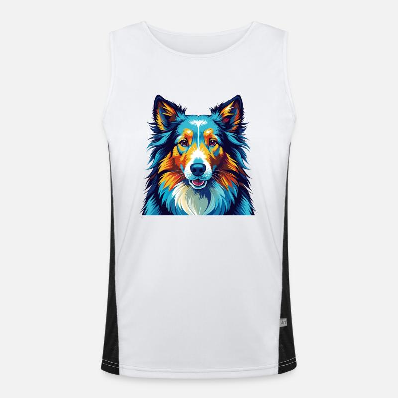 Shetland Schäferhund Rasse Bunt Karikatur Kawaii Funktionelles Kontrast-Tank Top für Männer 