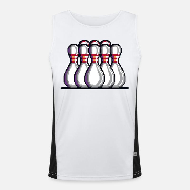 Pixel Bowling Pins Funktionelles Kontrast-Tank Top für Männer 