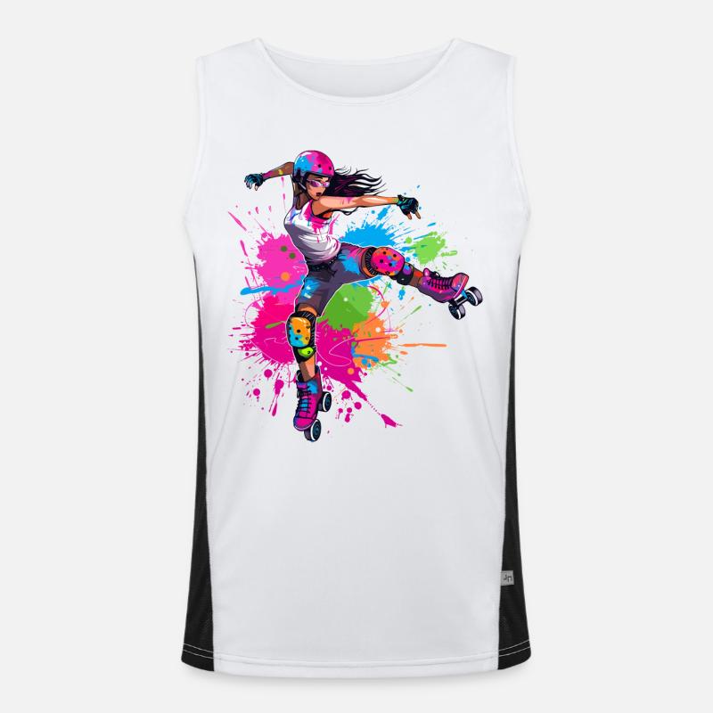 Roller Skater Mädchen Funktionelles Kontrast-Tank Top für Männer 