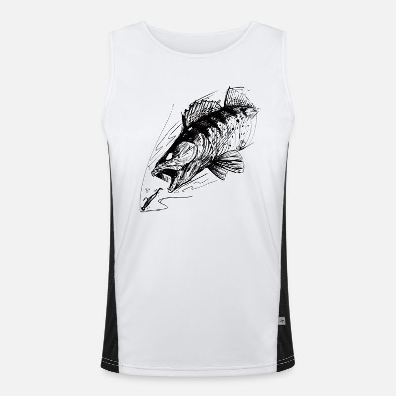 Poisson de vie ! - T-shirt de pêche Zander Attack 2 Débardeur respirant contrasté Homme 