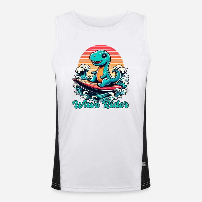 Mignon T-Rex Surfer Surfer Cadeau de surf Débardeur respirant contrasté Homme 