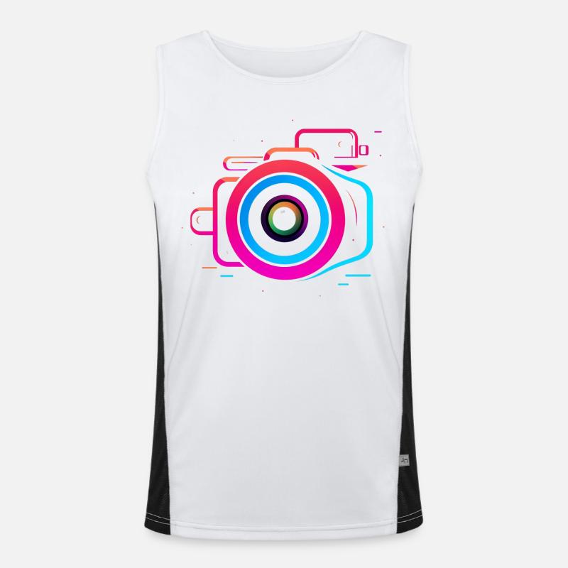 Camera Synthwave Style Men's Functional Contrast Tank Top 