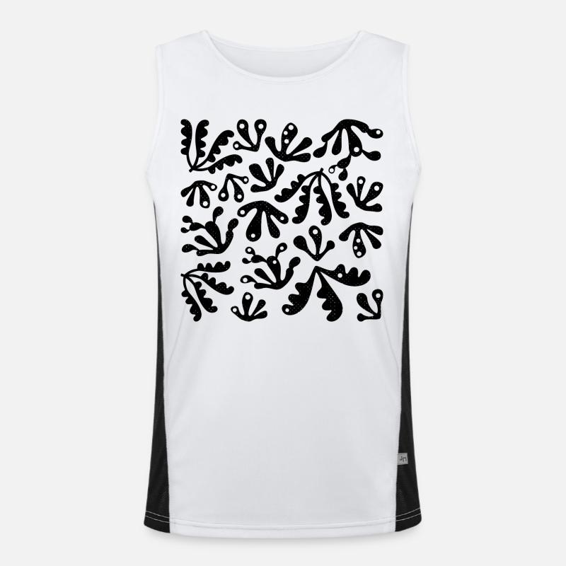 Abstract Coral L Black L Subtle Grunge Texture Men's Functional Contrast Tank Top 