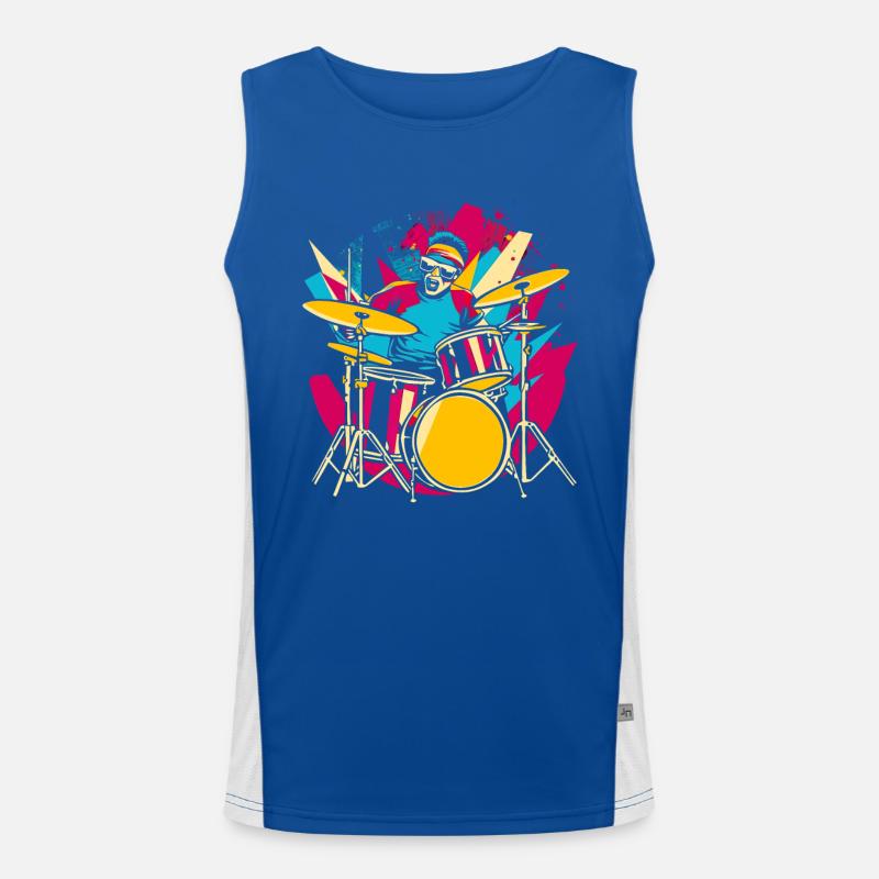 Schlagzeuger Synthwave Funktionelles Kontrast-Tank Top für Männer 