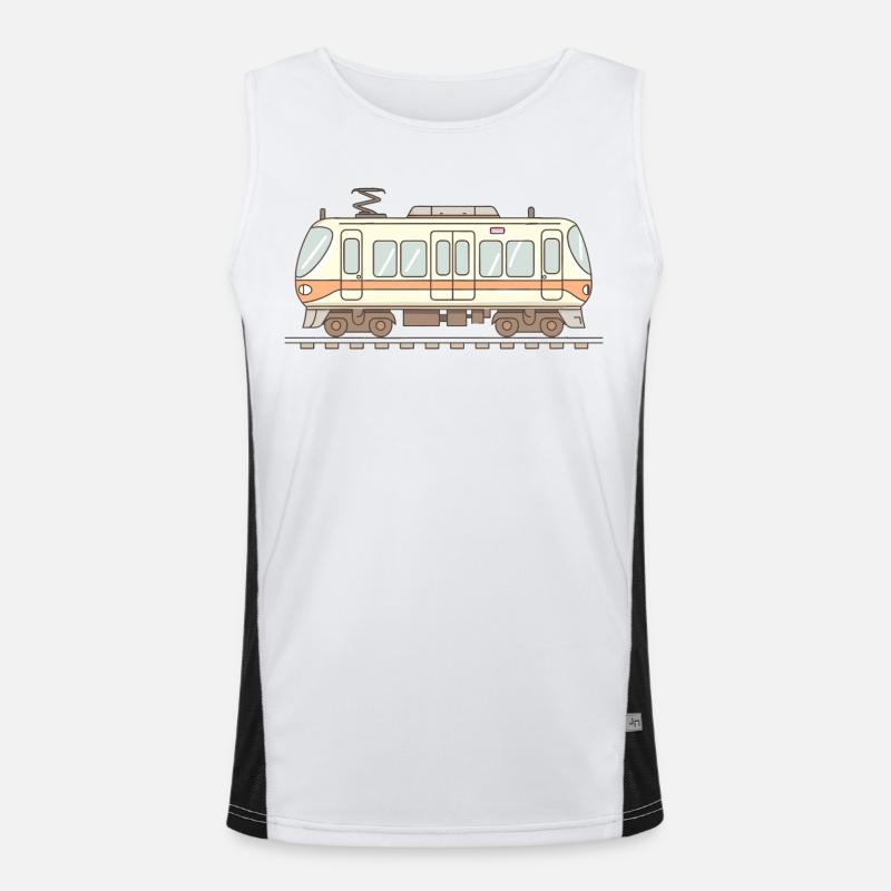 Eisenbahn Comic Look Funktionelles Kontrast-Tank Top für Männer 