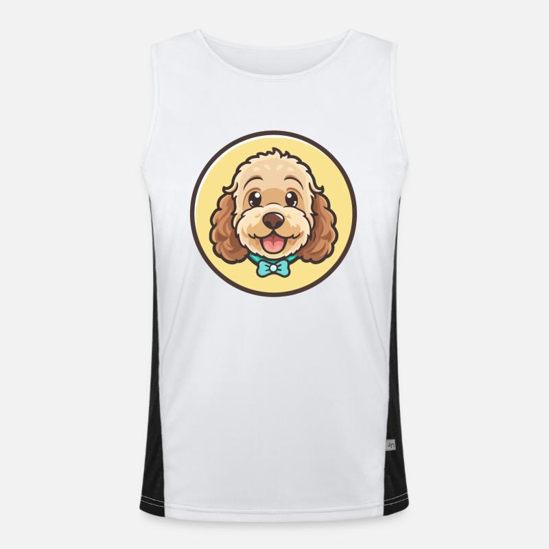 Race de chien Cockapoo Dessin animé coloré Kawaii Clipart Débardeur respirant contrasté Homme 