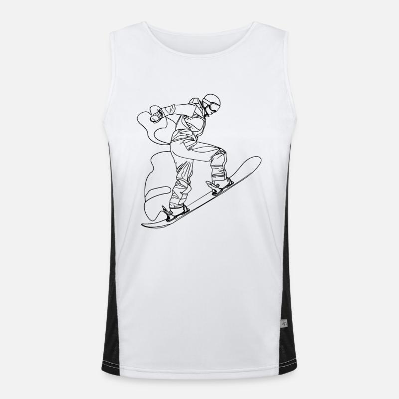 Snowboarder Line Art Funktionelles Kontrast-Tank Top für Männer 