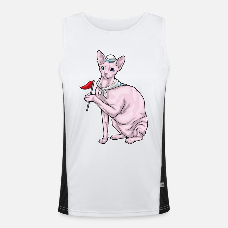 Sphynx Cat Sailor Flag Débardeur respirant contrasté Homme 