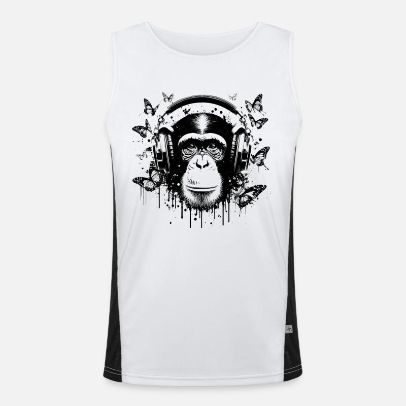 GROOVIN' MONKEY MIT KOPFHÖRERN Funktionelles Kontrast-Tank Top für Männer 