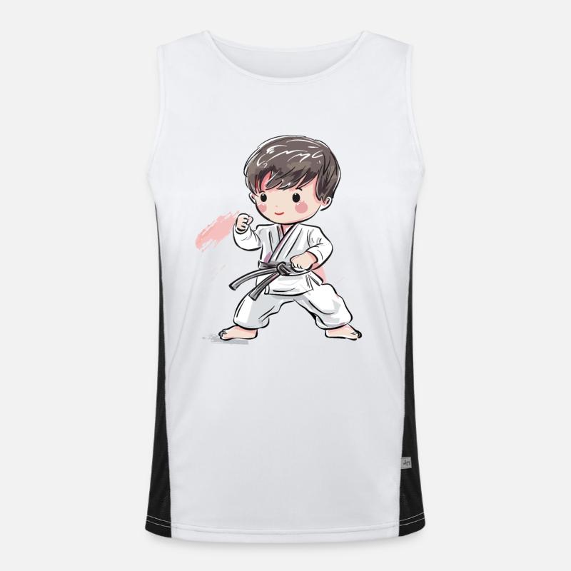 Karate Boy Comic Style Men's Functional Contrast Tank Top 