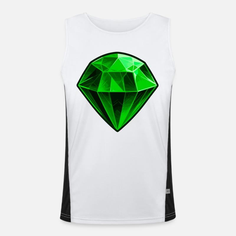 Precious Green Emerald Gemstone Men's Functional Contrast Tank Top 